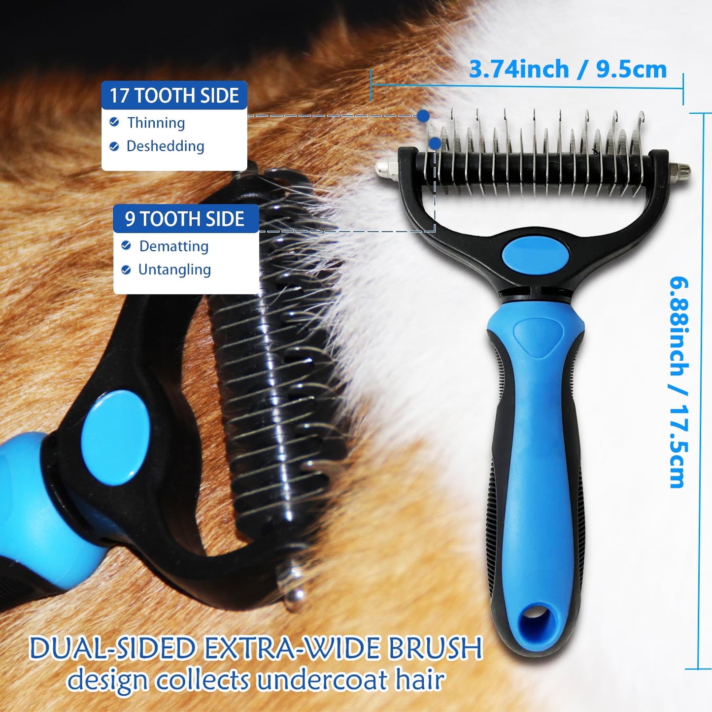 DXIMRX 3 Pack Pet Grooming Rake, Self-Cleaning Dematting Pin Slicker Brush Comb, Deshedding Tool for Dogs and Cats