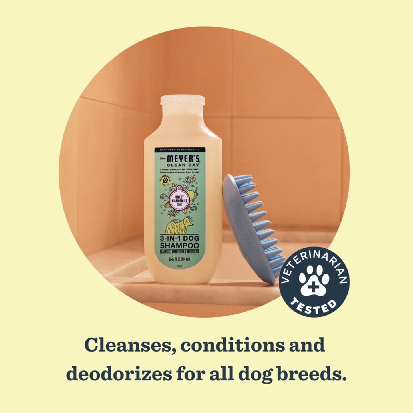Mrs. Meyer's Clean Day 3 in 1 Dog Shampoo, Sweet Chamomile Scent, 14oz