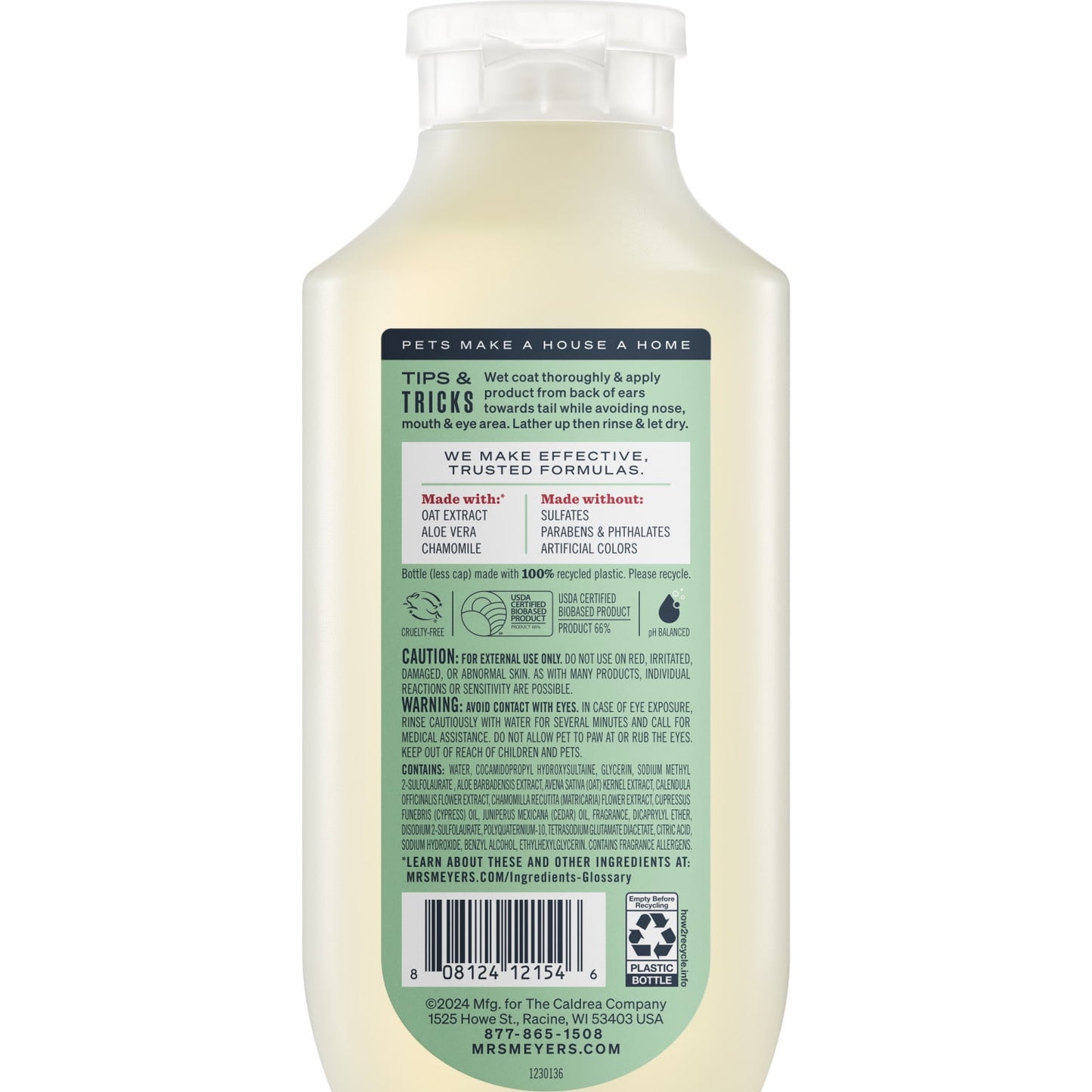 Mrs. Meyer's Clean Day 3 in 1 Dog Shampoo, Sweet Chamomile Scent, 14oz
