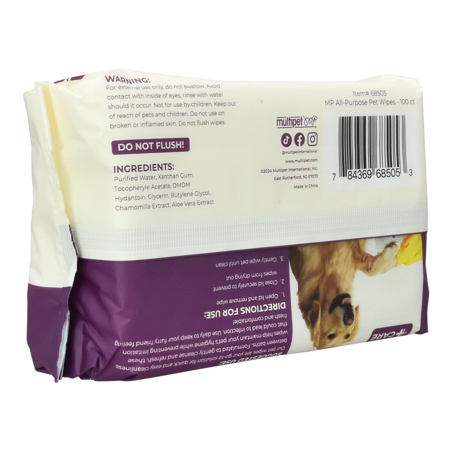 Multipet All-Purpose Pet Wipes for Dogs and Cats, 100 Count