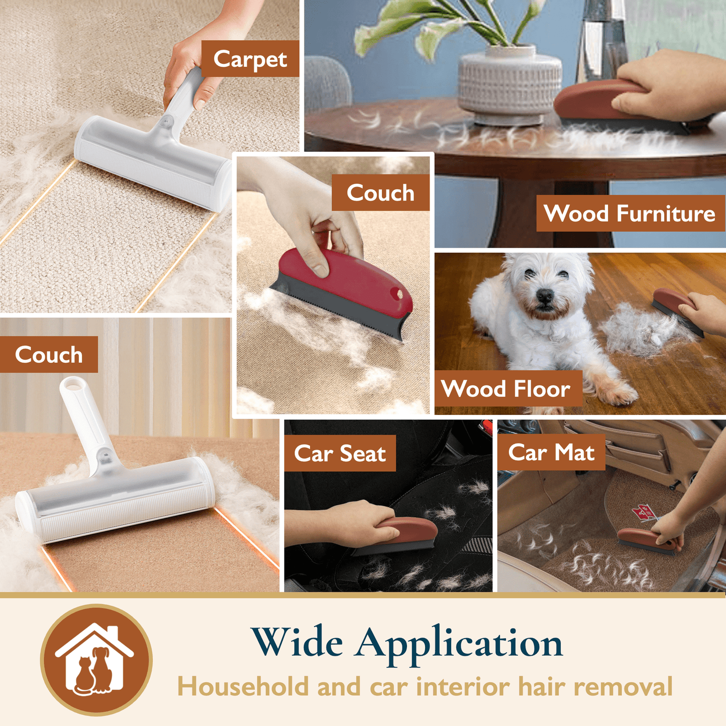 ComfiTime Pet Hair Remover - Pet Hair Roller & Detailer Set, Reusable Lint Roller for Pet Hair, Dog/Cat Hair Pet Fur Remover for Furniture, Couch,Carpet,Clothes & Bed,Portable Pet Hair Removal Tool