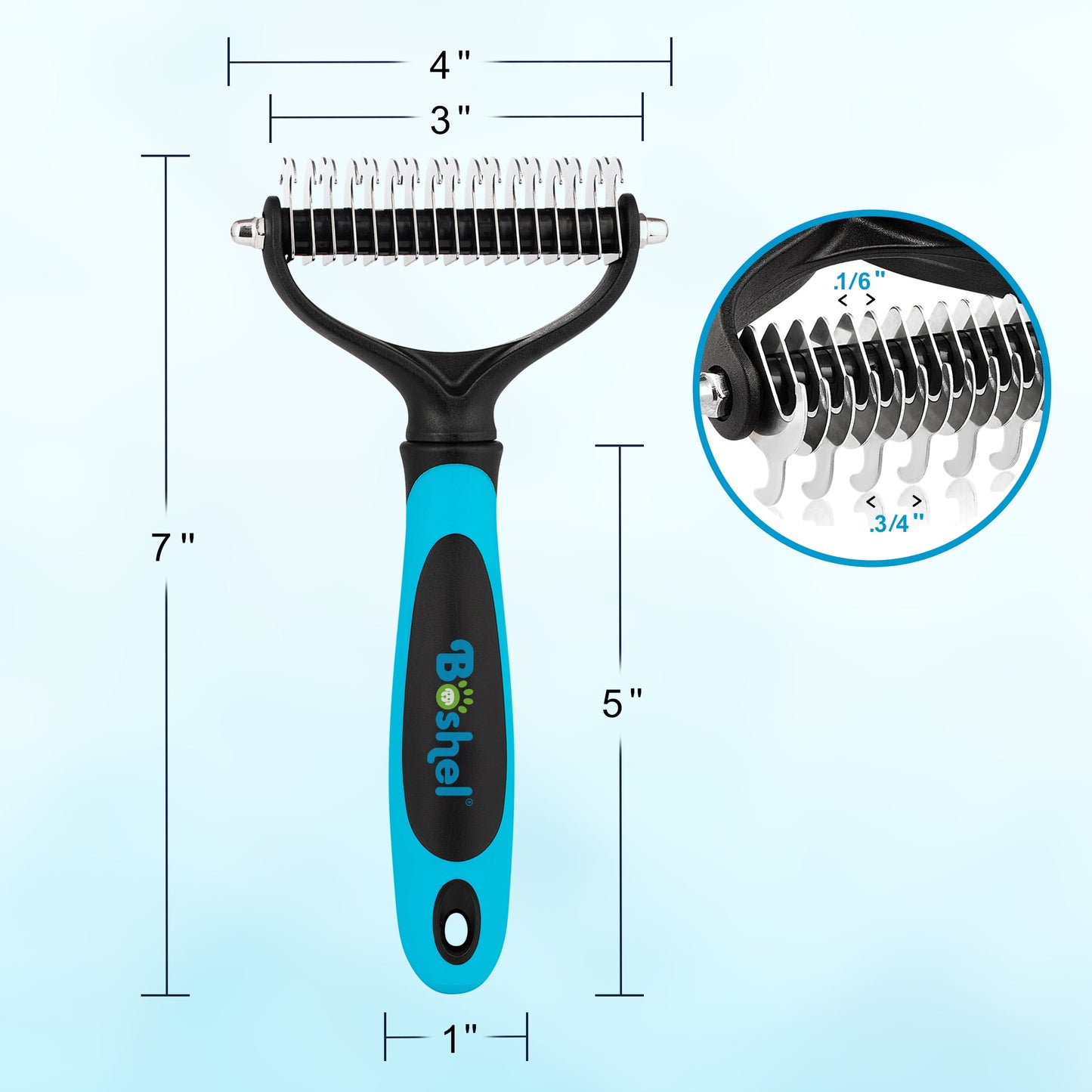 BOSHEL Dematting Comb for Dogs and Cats - Undercoat Rake for Dogs with Dual-Sided Comb