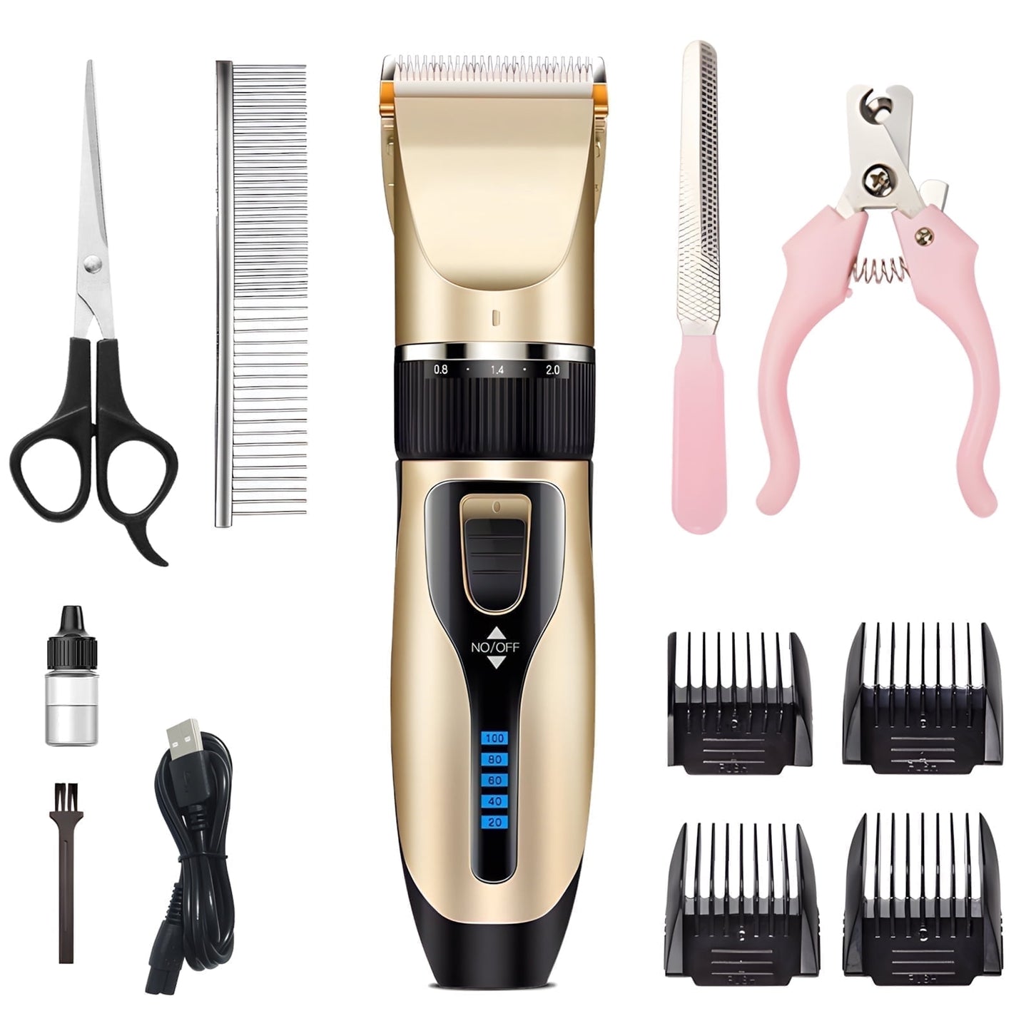 MICHPONG Professional Dog Grooming Kit - 5 Speed Dog Clipper for Grooming, Cordless Electric Dog Trimmer with Adjustable Clipper Comb & Detachable Blades,Shaver for Dogs Cats Pets Animals