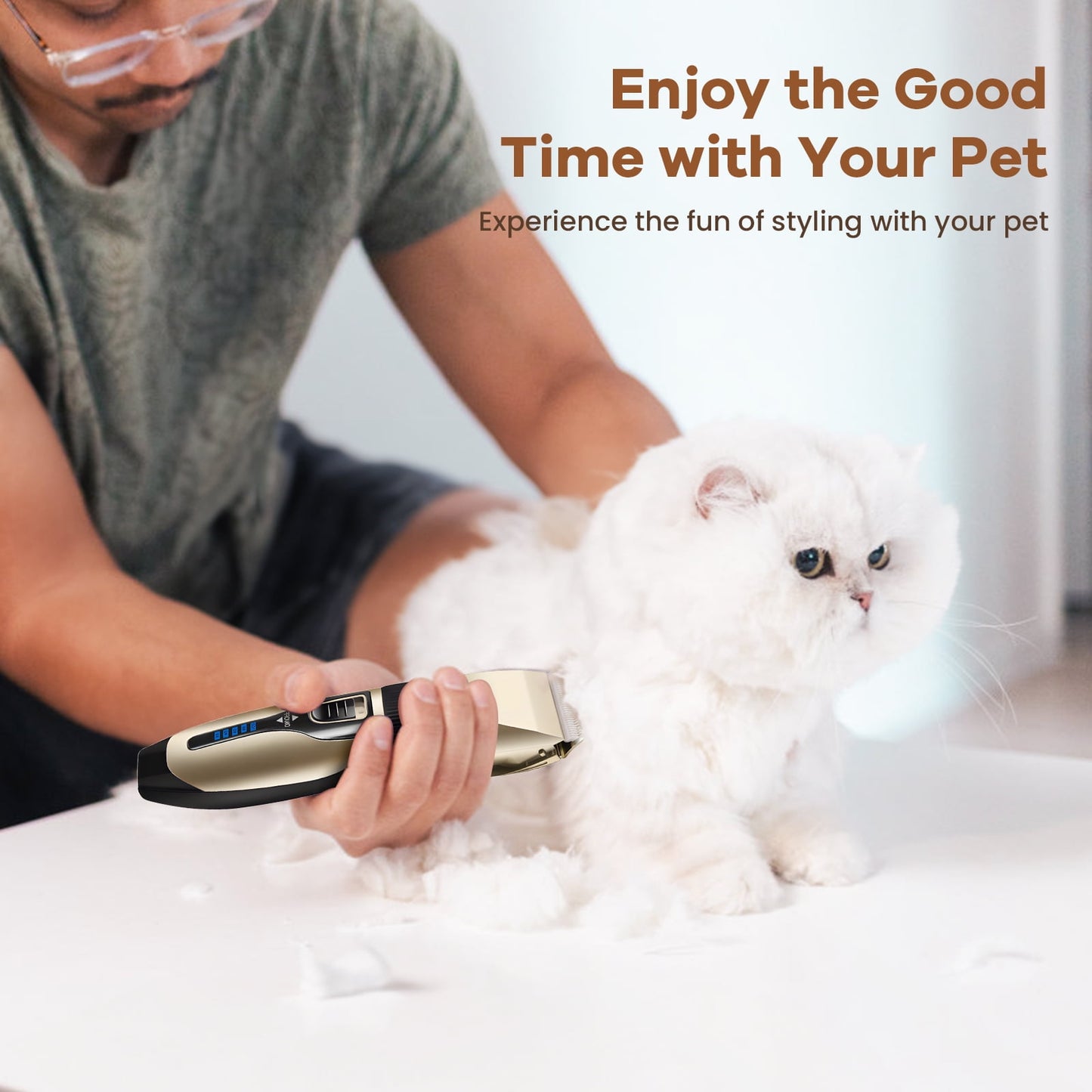 MICHPONG Professional Dog Grooming Kit - 5 Speed Dog Clipper for Grooming, Cordless Electric Dog Trimmer with Adjustable Clipper Comb & Detachable Blades,Shaver for Dogs Cats Pets Animals
