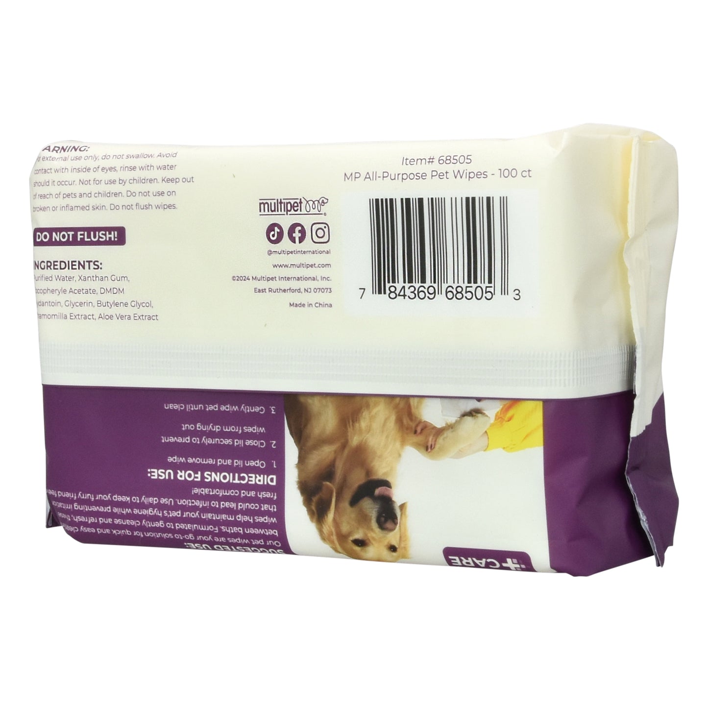 Multipet All-Purpose Pet Wipes for Dogs and Cats, 100 Count
