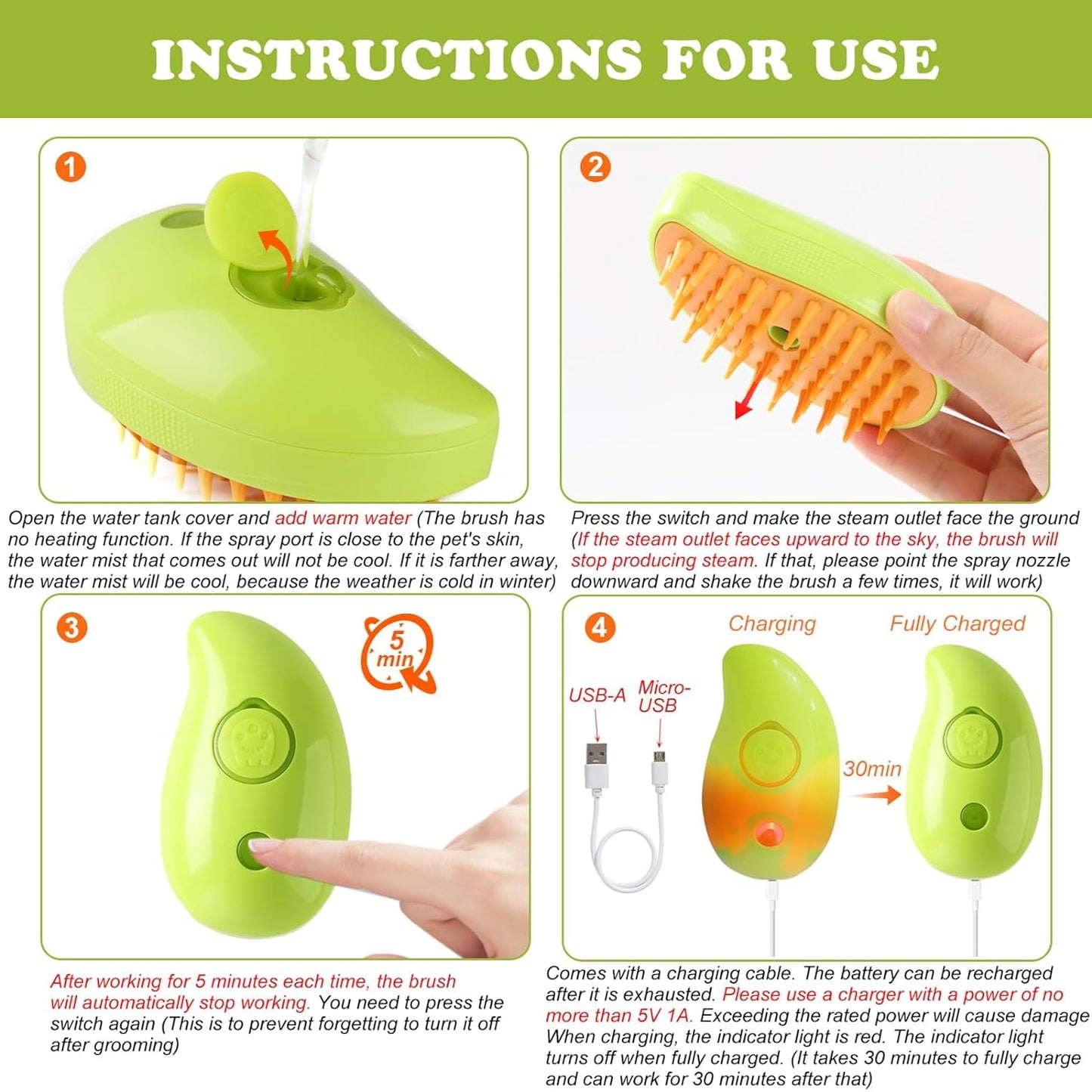 Steamy Cat Brush - 3 in1 Cat Steam Brush, 2024 Best Cat Steamy Brush, Rechargeable Cat Slicker Brush With Liquid Inlet, Eliminate Flying Hair and Tangled Hair, Cat Gift for Christmas (Green)