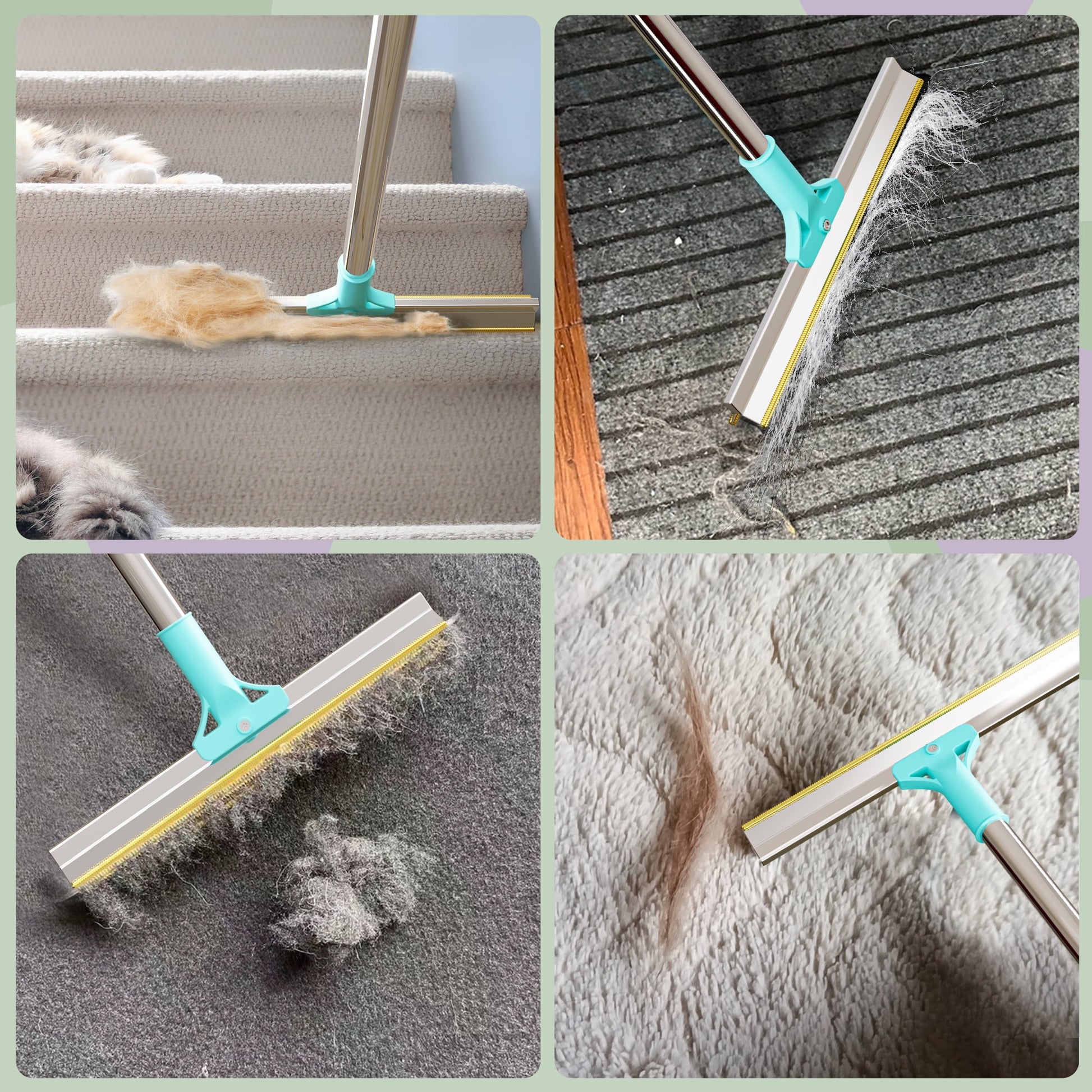Fido Fave Xtra Carpet Rake for Pet Hair Removal,51in Handle Pet Hair Remover Dog Hair Remover,Reusable Pet Hair Scraper,Carpet Hair Removal Tool