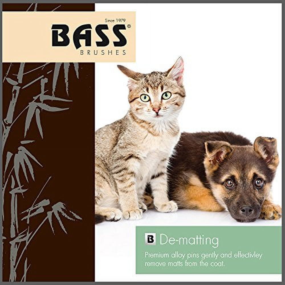 Bass Brushes Medium Slicker Style Pet Brush with Bamboo Wood Handle and Rubber