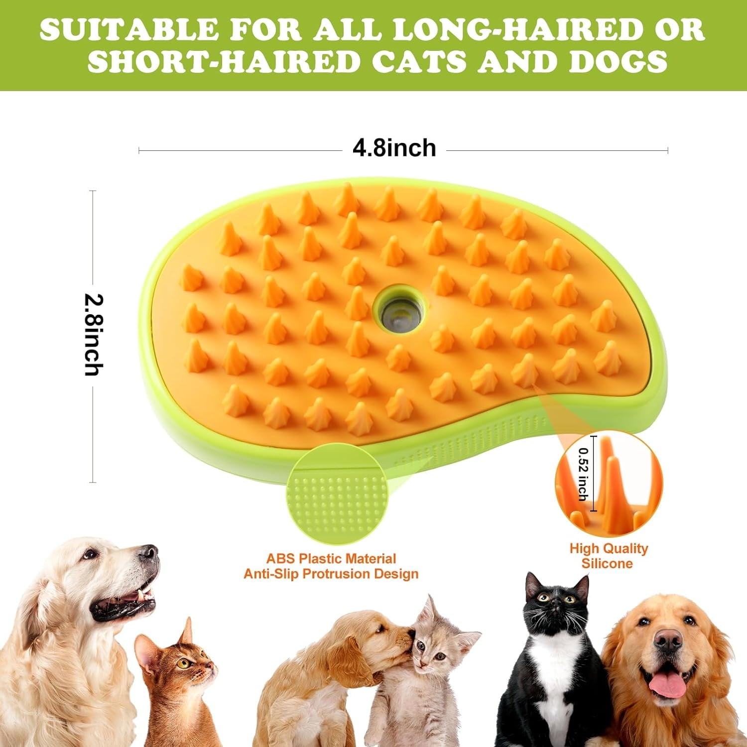 Steamy Cat Brush - 3 in1 Cat Steam Brush, 2024 Best Cat Steamy Brush, Rechargeable Cat Slicker Brush With Liquid Inlet, Eliminate Flying Hair and Tangled Hair, Cat Gift for Christmas (Green)