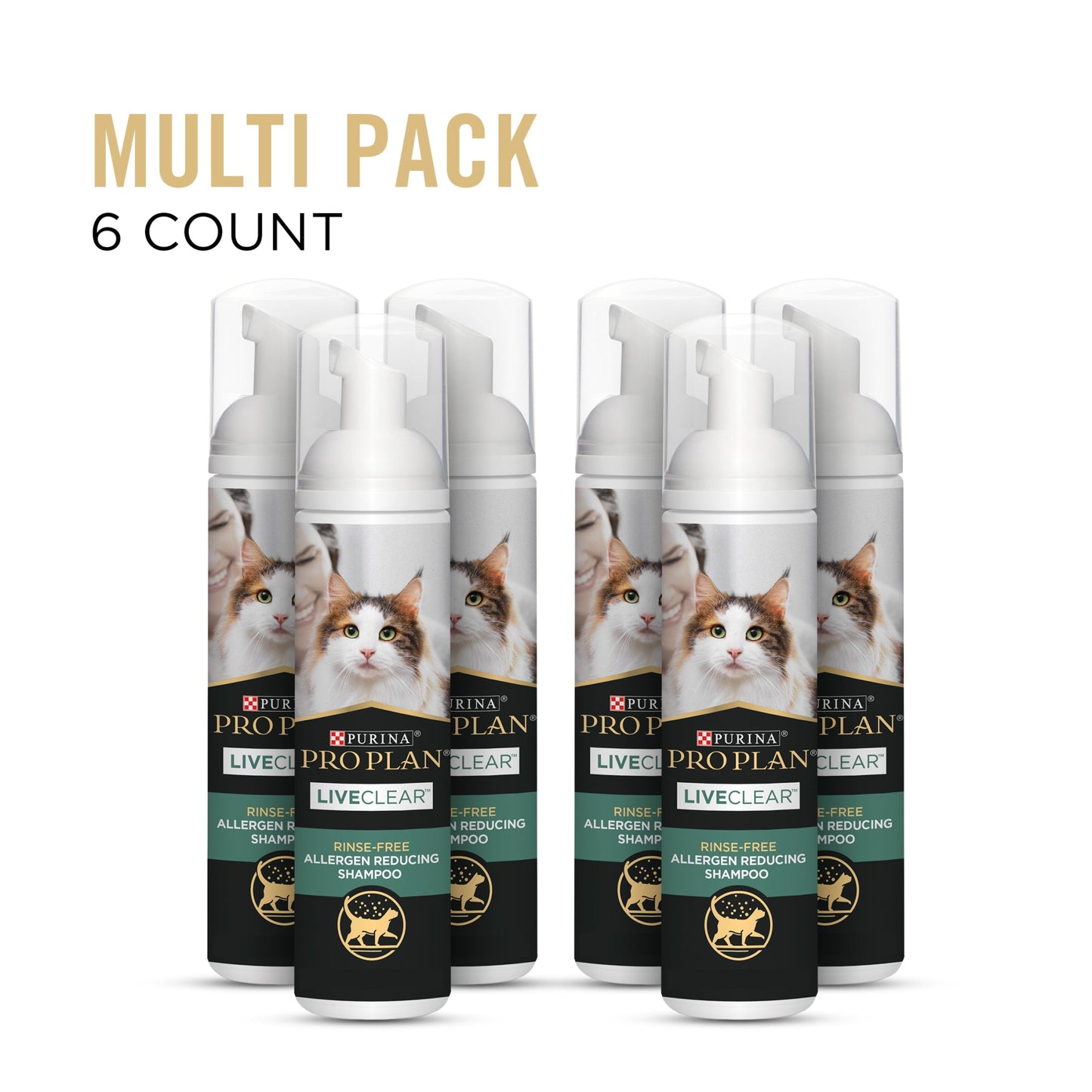 Purina Pro Plan Rinse Free, Allergen Reducing Dry Shampoo for Cats, LIVECLEAR Cleansing Foam, 8.5 oz.