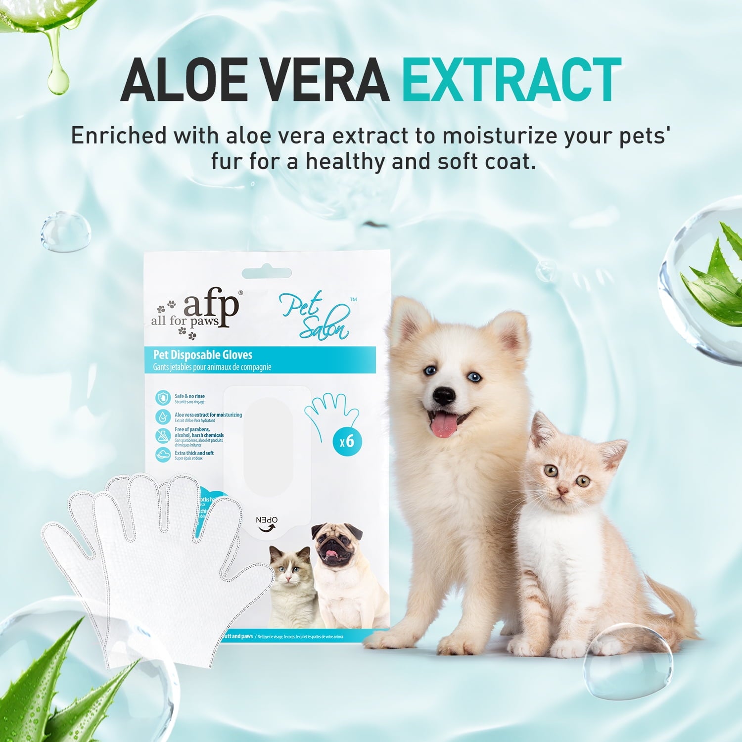 All For Paws Dog Grooming Wipes, Disposable Cat Glove Wipes, 12pcs