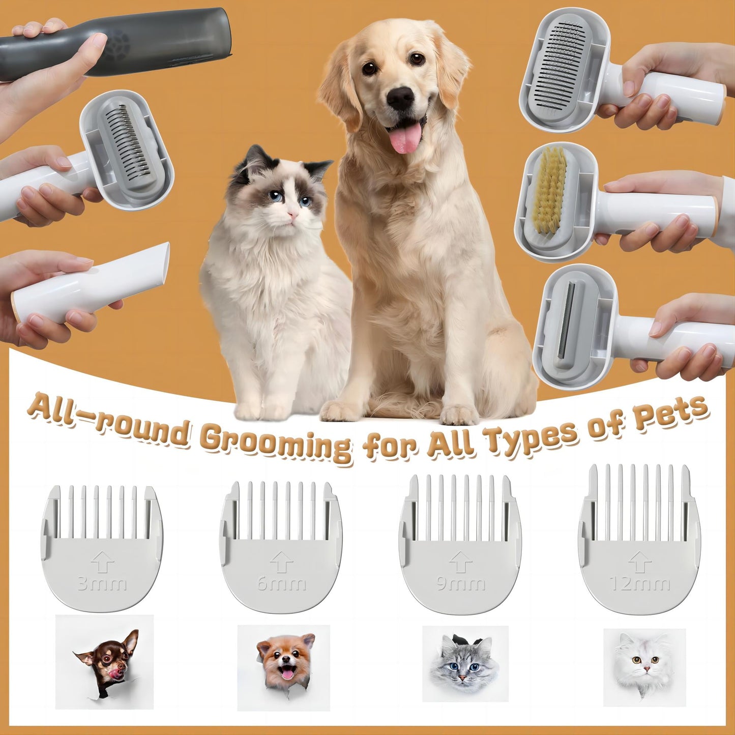 CATLK Pro Large Capacity 7-in-1 Pet Grooming Vacuum for Dogs, Cats