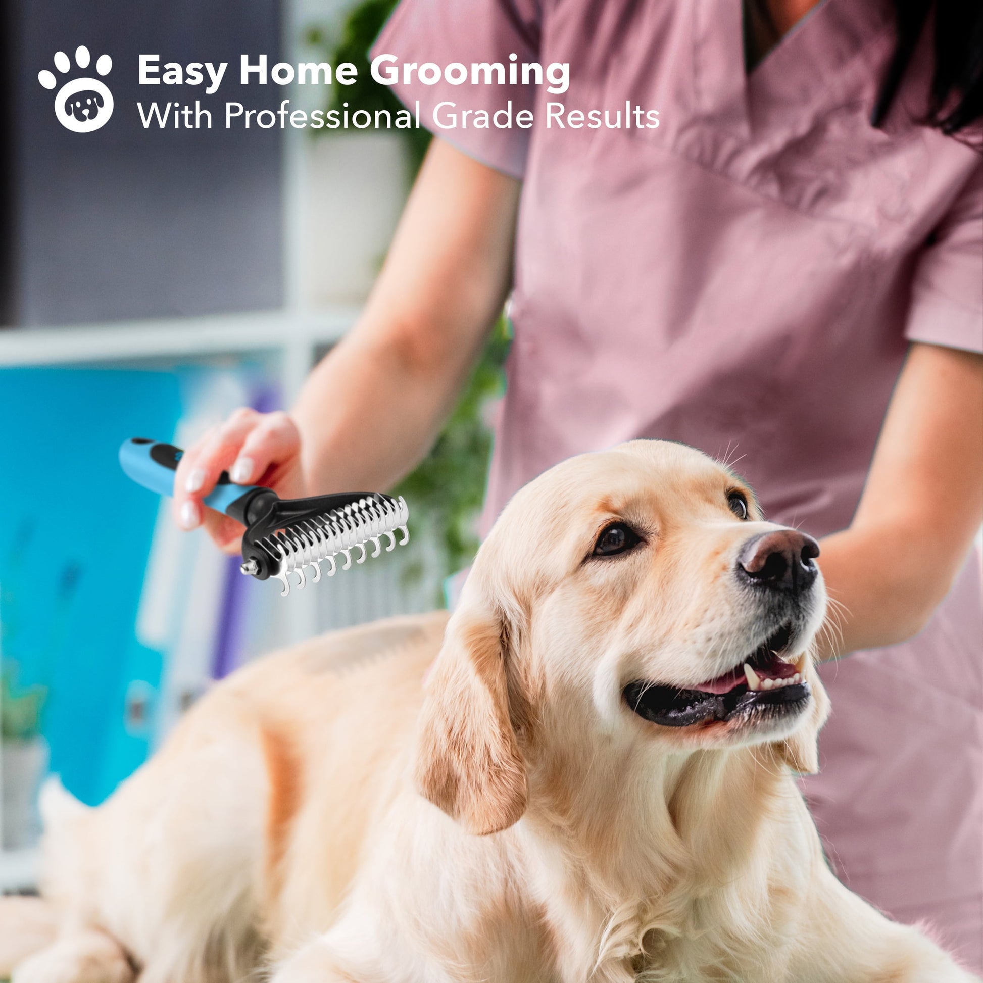 BOSHEL Dematting Comb for Dogs and Cats - Undercoat Rake for Dogs with Dual-Sided Comb