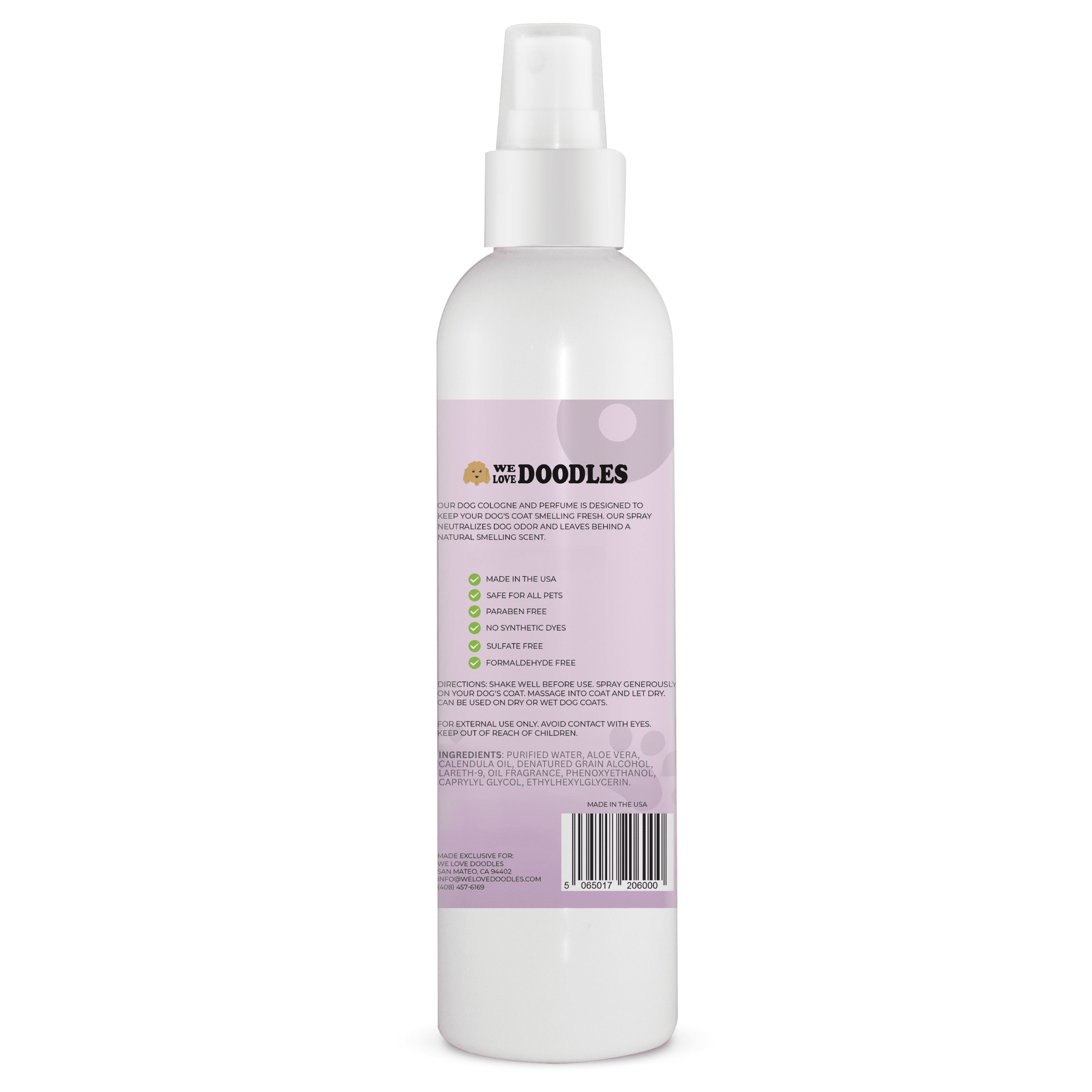 Clean Dog Cologne & Perfume, Deodorizing, Made In USA, For Smelly Dogs, Odor Eliminator Spray For Puppies, Lavender [We Love Doodles]