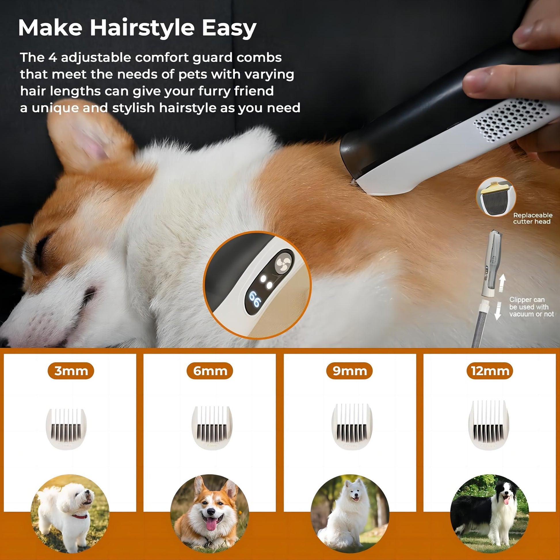 CATLK Pro Large Capacity 7-in-1 Pet Grooming Vacuum for Dogs, Cats