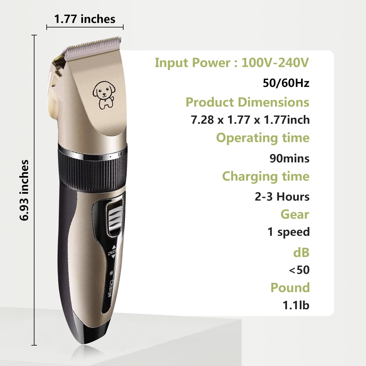 Syenll Dog Shaver Clippers, Low Noise Electric Hair Clipper Set Cordless Dog Grooming Kit for Dogs Cats Pet
