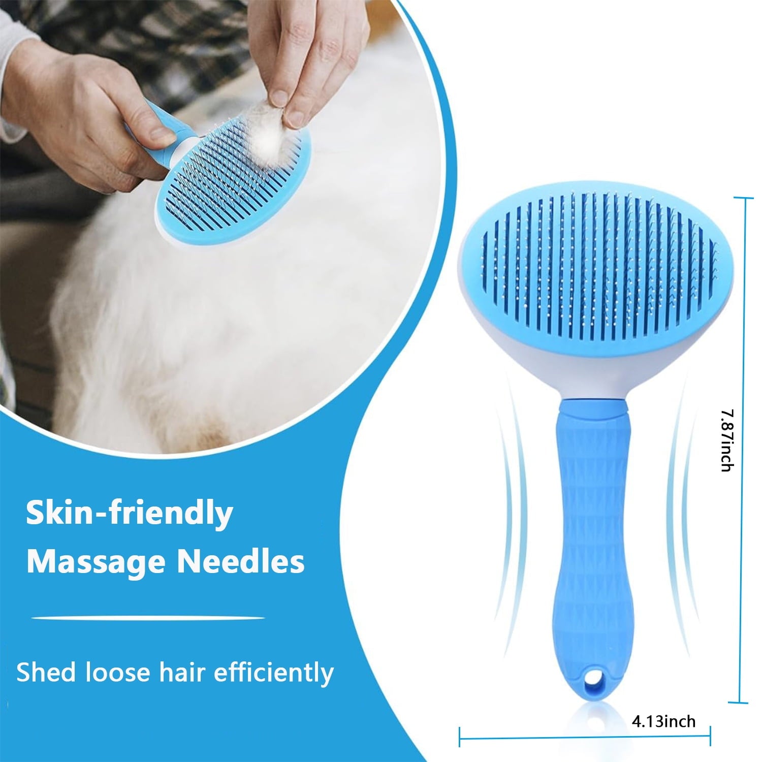 DXIMRX 3 Pack Pet Grooming Rake, Self-Cleaning Dematting Pin Slicker Brush Comb, Deshedding Tool for Dogs and Cats