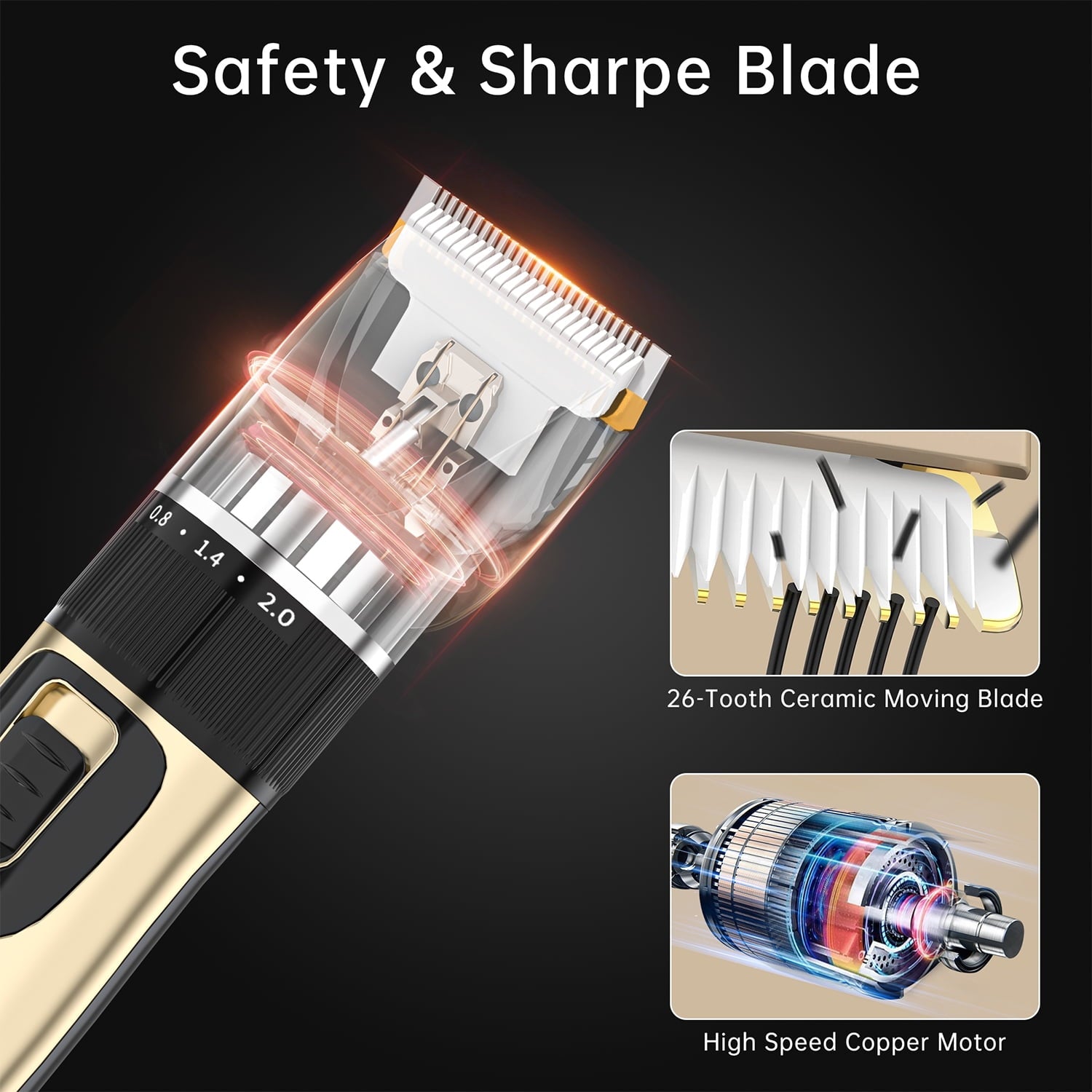 Dog Clippers, USB Rechargeable Cordless Dog Grooming Kit, Low Noise Electric Pets Hair Trimmers, Quiet Washable Shaver Clippers Shears for Thick Coats Dogs Cats with LED Display, 4 Comb Guides