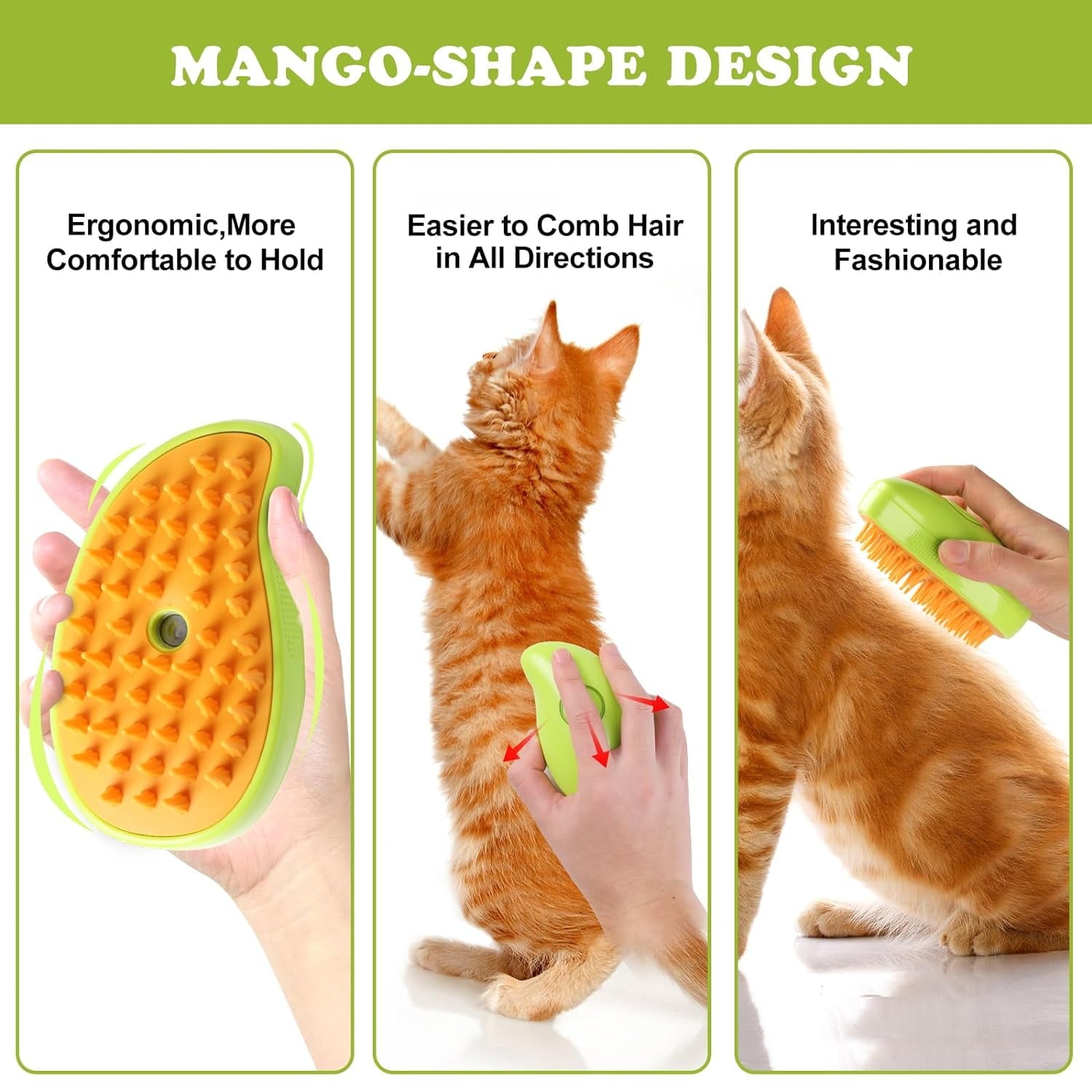 Steamy Cat Brush - 3 in1 Cat Steam Brush, 2024 Best Cat Steamy Brush, Rechargeable Cat Slicker Brush With Liquid Inlet, Eliminate Flying Hair and Tangled Hair, Cat Gift for Christmas (Green)