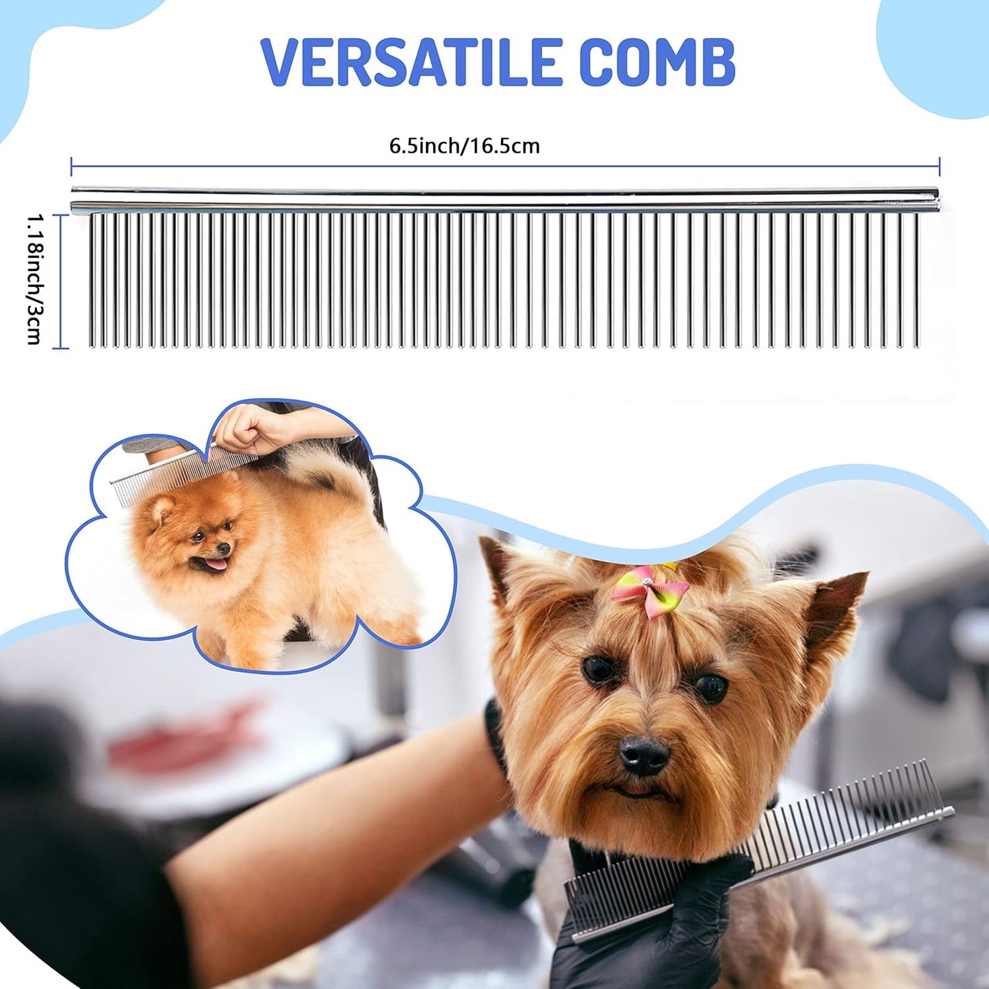 DXIMRX 3 Pack Pet Grooming Rake, Self-Cleaning Dematting Pin Slicker Brush Comb, Deshedding Tool for Dogs and Cats