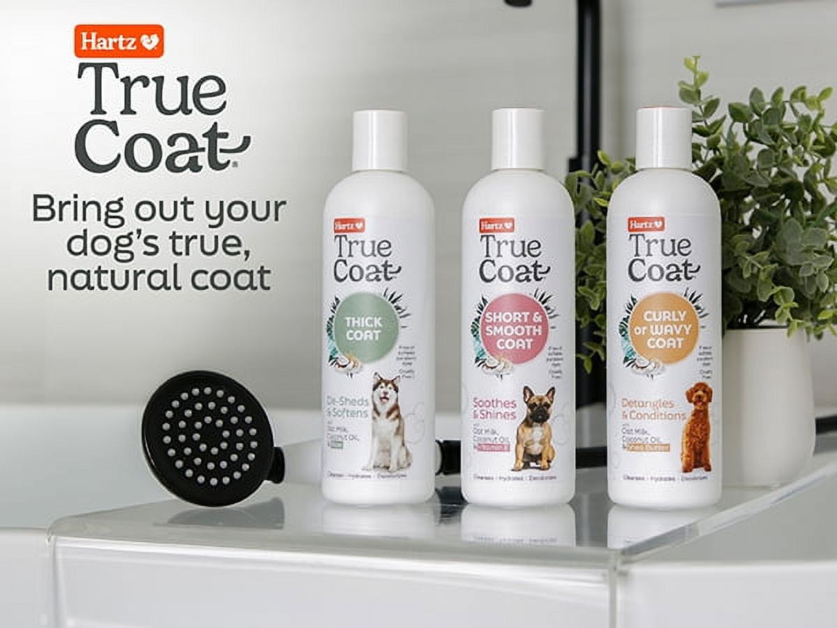 Hartz True Coat Thick Dog Fur Shampoo De-Sheds & Softens Hair with Oat Milk, Coconut Oil & Aloe, 16 oz