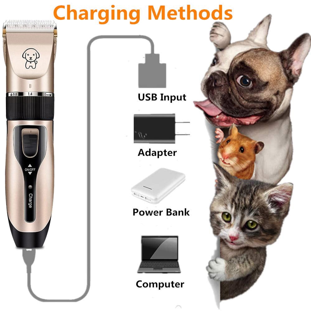 Dog Clippers For Grooming Set 11 PCS ， Low Noise Professional , Rechargeable Cordless Quiet Dog Grooming Kit for Dogs Cats Pets