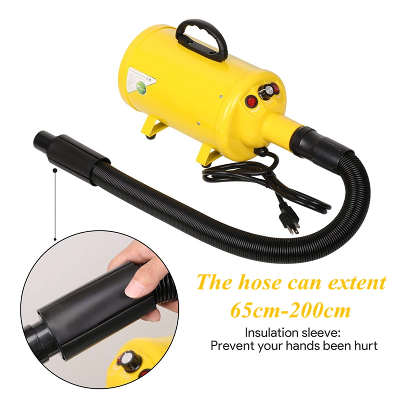 RichYa  Professional Dryer for Large Dogs, Pet Hair Grooming Blower Blaster with Strong Power, Yellow