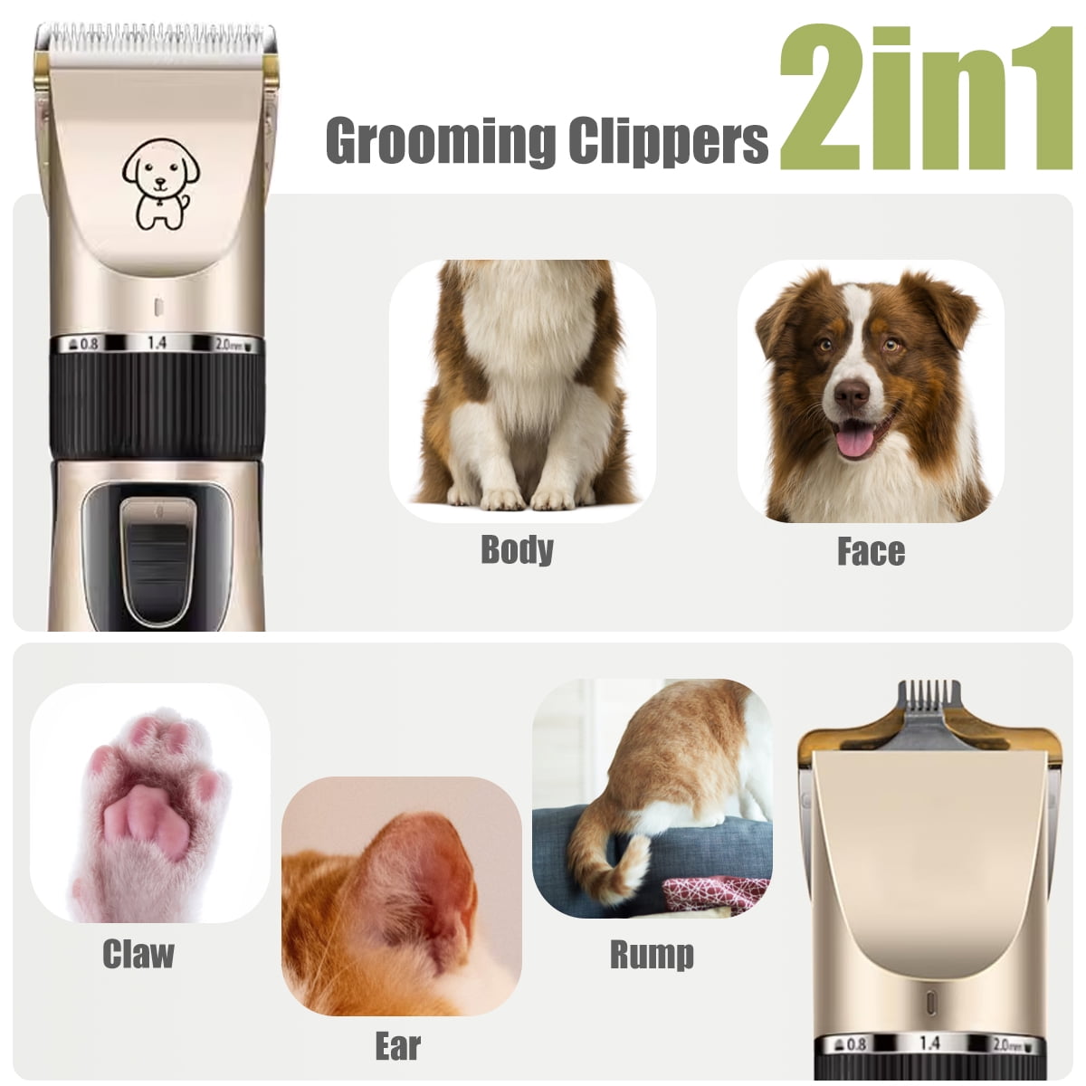 Syenll Dog Shaver Clippers, Low Noise Electric Hair Clipper Set Cordless Dog Grooming Kit for Dogs Cats Pet