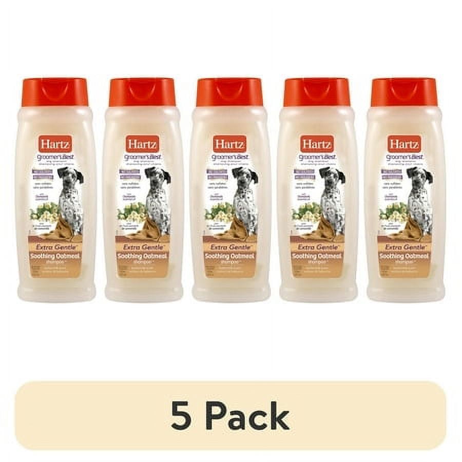 (5 pack) Hartz Groomer's Best Extra Gentle Soothing Oatmeal Shampoo for Dogs with Chamomile Essential Oil, Buttermilk Scent, 18 fl oz