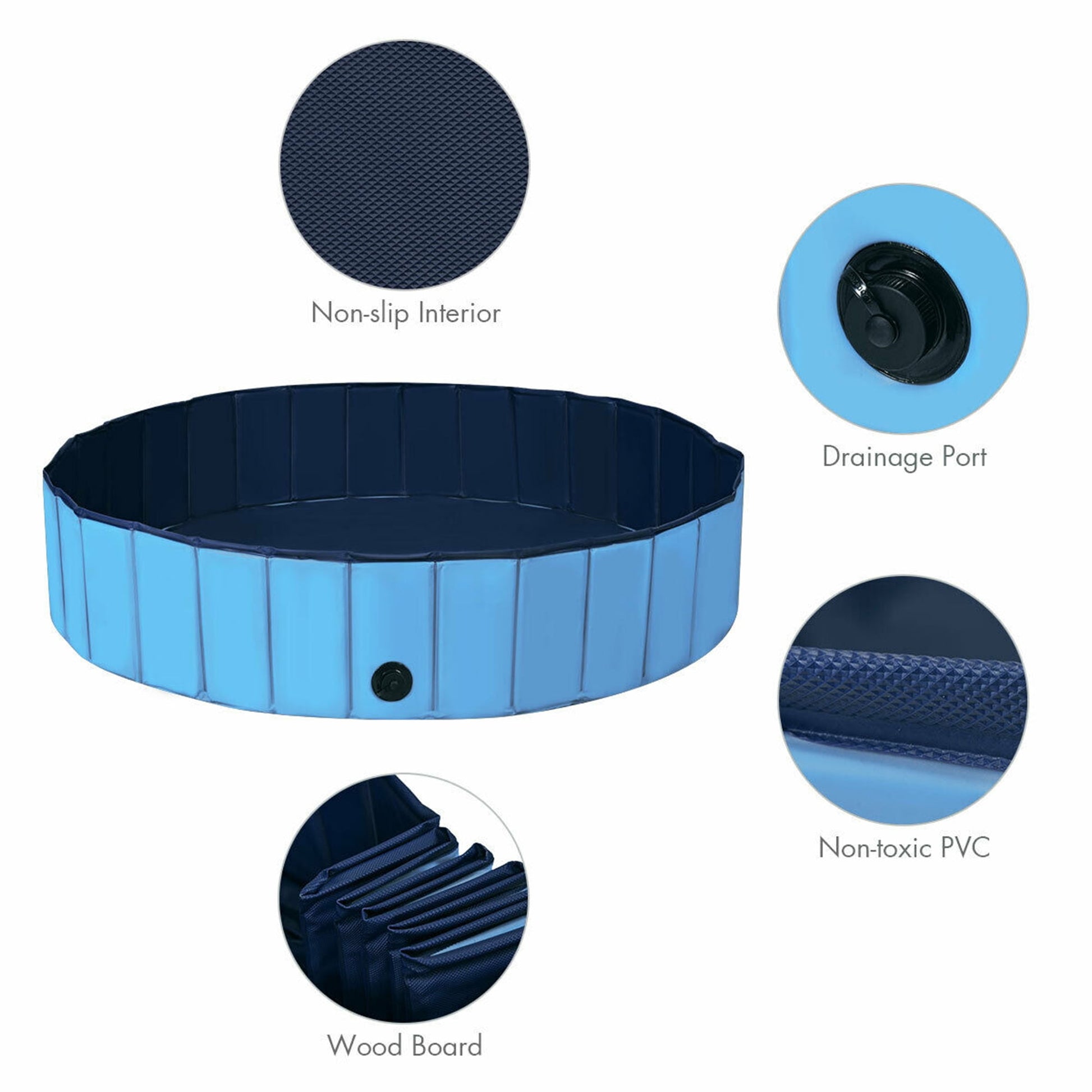Gymax 55'' Foldable Dog Pet Pool Kiddie Bathing Tub Indoor Outdoor Portable Leakproof