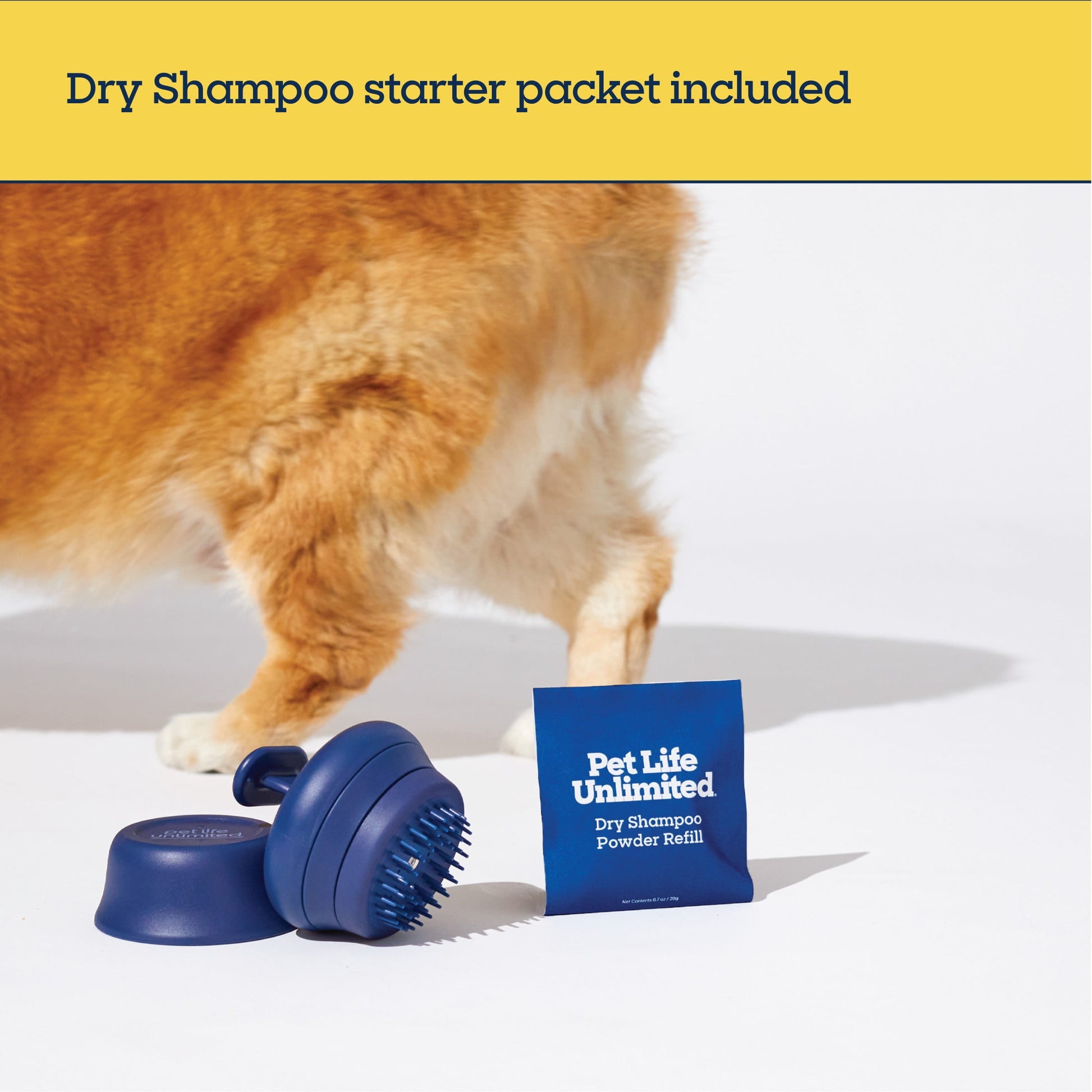 Pet Life Unlimited Waterless Powder All-in-One Applicator Dog Brush, Vanilla Ginger, 1pk
