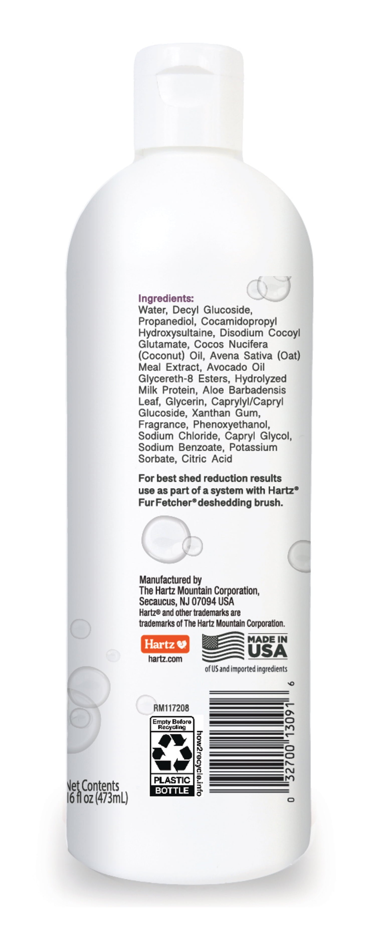 Hartz True Coat Thick Dog Fur Shampoo De-Sheds & Softens Hair with Oat Milk, Coconut Oil & Aloe, 16 oz