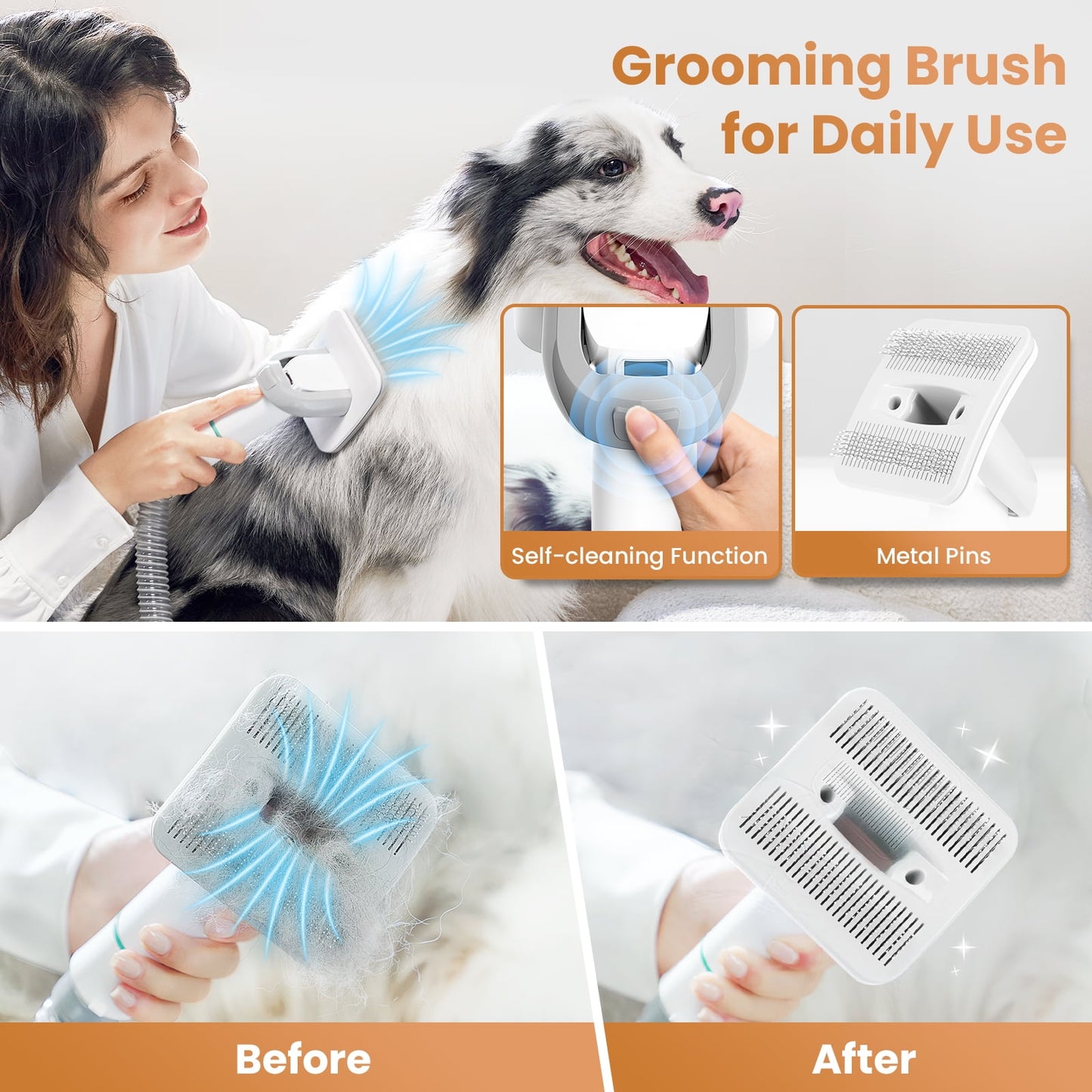 INSE Pet Grooming Kit & Dog Hair Vacuum, Dog Grooming Kit Suction 99% Pet Hair, Large Dust Cup Pet Hair Vacuum with Clipper for Dogs, 5 Pet Grooming Tools for Shedding Pet Hair
