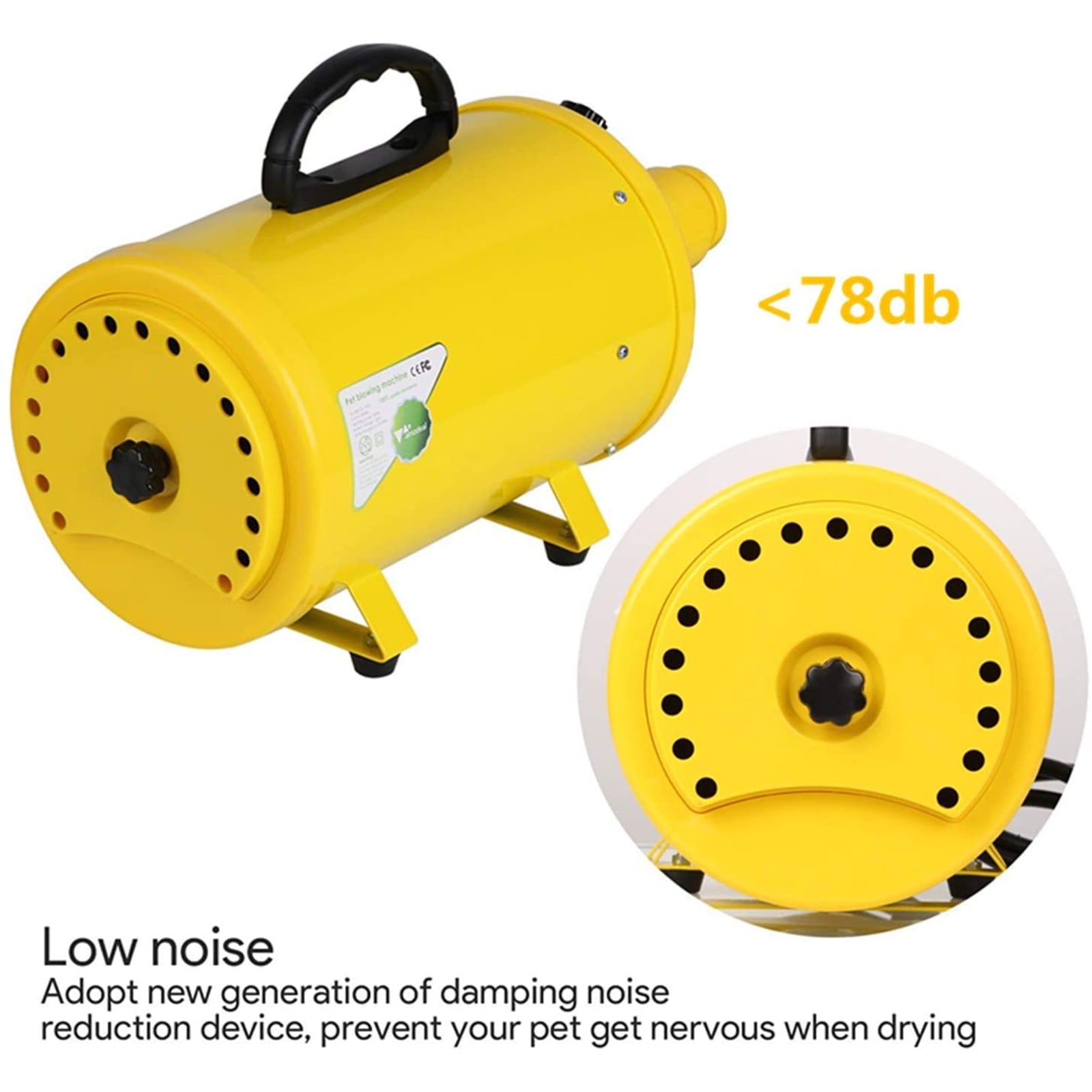 RichYa  Professional Dryer for Large Dogs, Pet Hair Grooming Blower Blaster with Strong Power, Yellow
