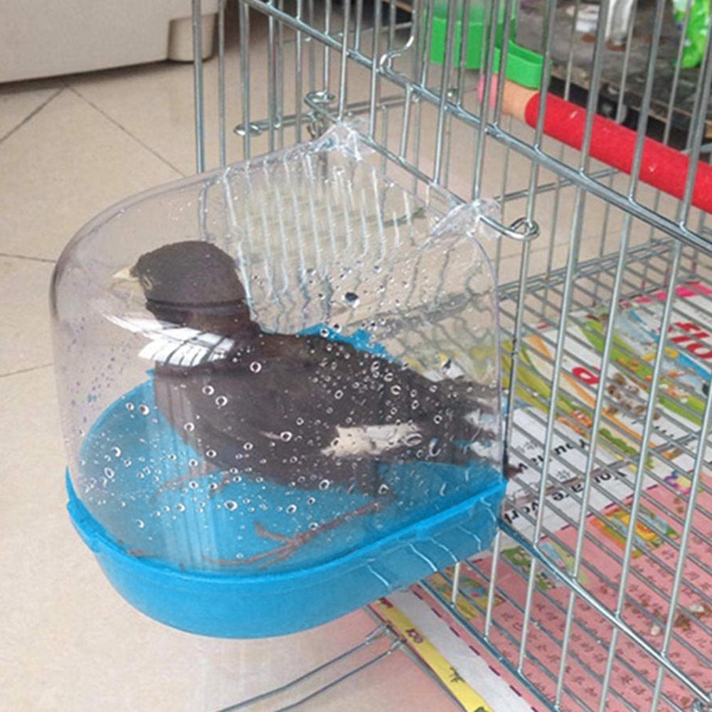 Walbest Transparent Bird Bath Box Bird Cage Accessory Bathing Parakeet Caged Bird Bathing Tub, for Pet Small Birds Canary Budgies Parrot Parakeet Finch Canary Parrot Lovebird