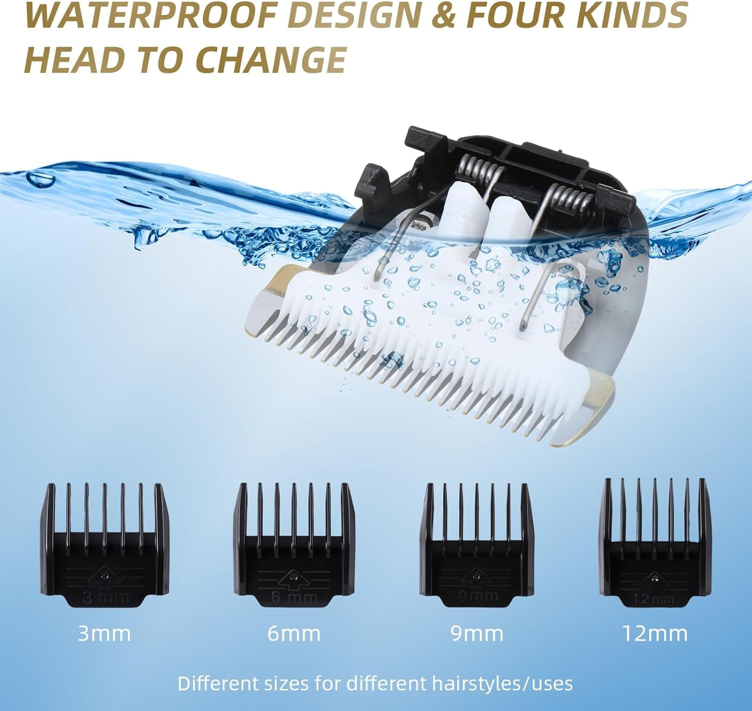 BN-LINK Dog Grooming Kit Clippers, Low Noise Rechargeable Electric Pet Hair Thick Coats Clippers Trimmers Set, Suitable for Dogs, Cats, and Other Pets (Gold)