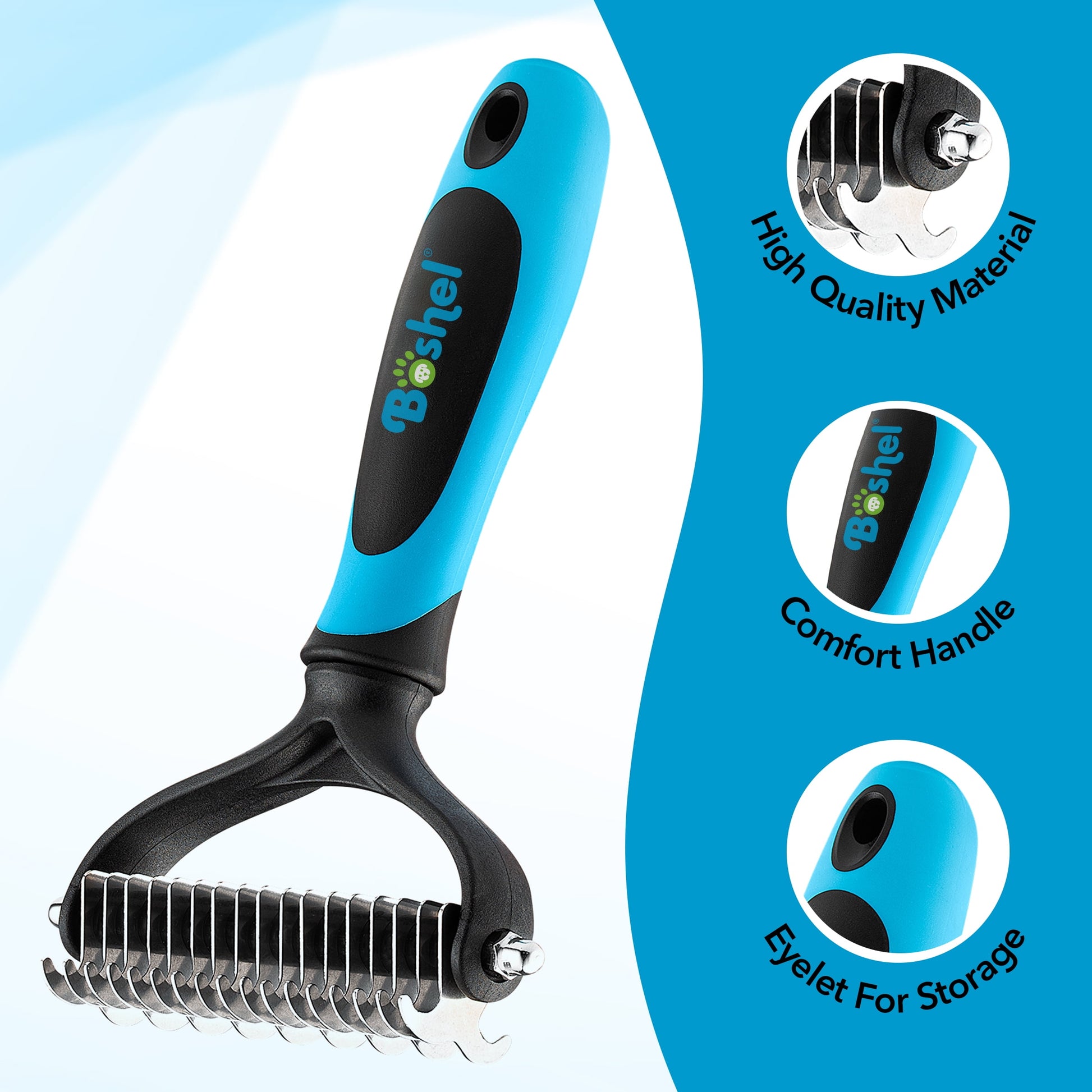 BOSHEL Dematting Comb for Dogs and Cats - Undercoat Rake for Dogs with Dual-Sided Comb