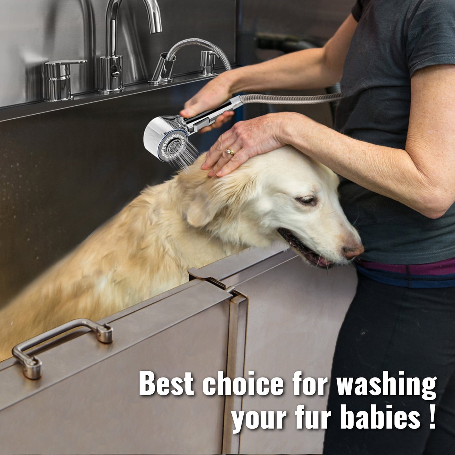 UOKRR 50-Inch Stainless Steel Pet Dog Grooming Bath Tub with Adjustable Grate