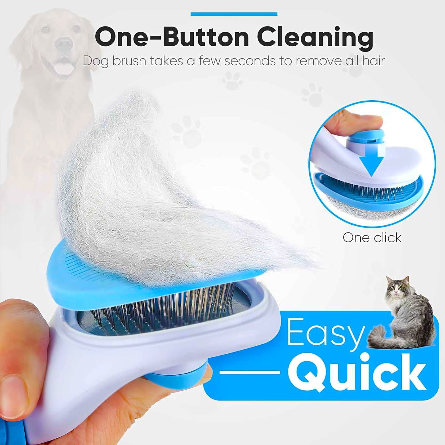 DXIMRX 3 Pack Pet Grooming Rake, Self-Cleaning Dematting Pin Slicker Brush Comb, Deshedding Tool for Dogs and Cats