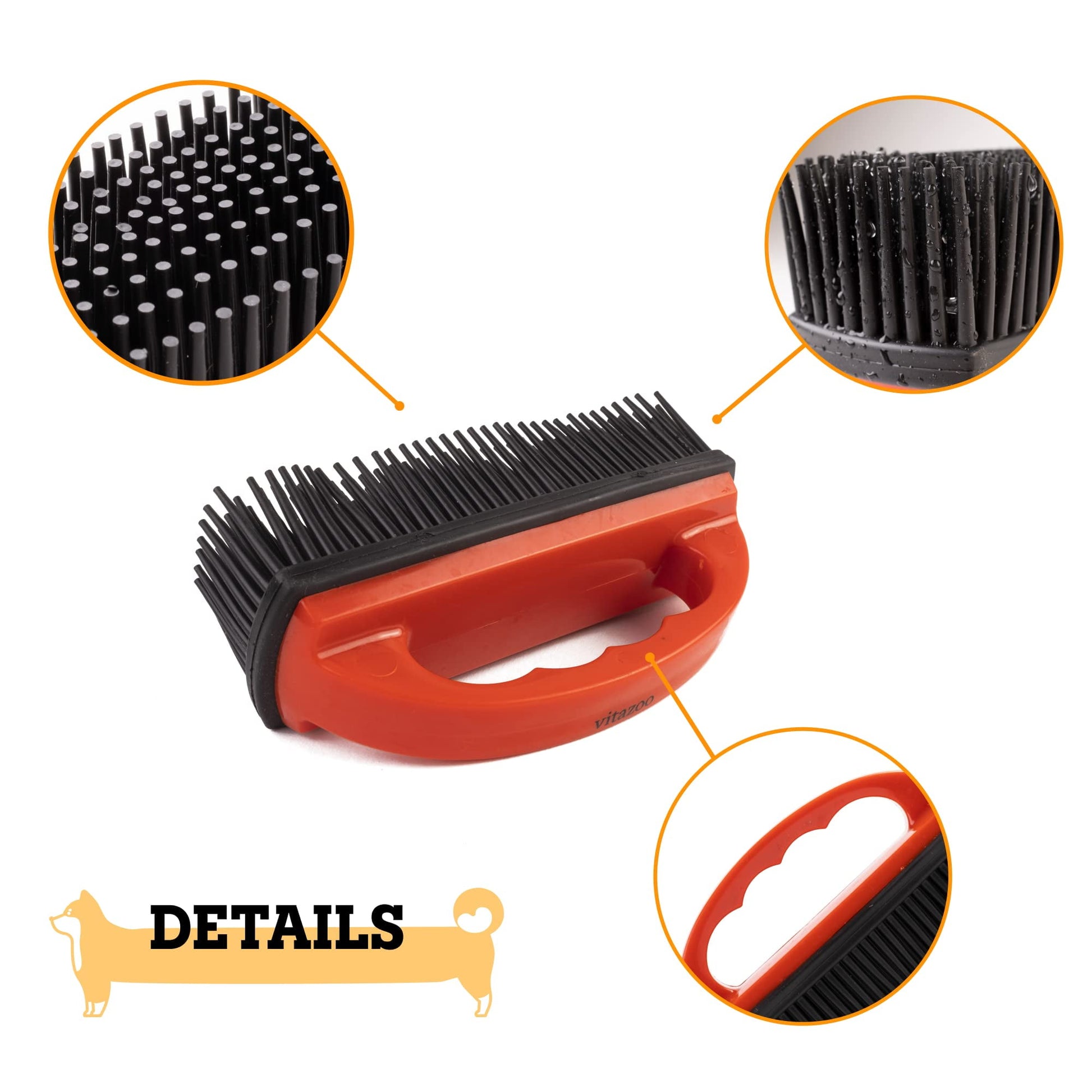 Vitazoo Pet Hair Remover Fur Brush for Carpets, Furniture, Blankets Red
