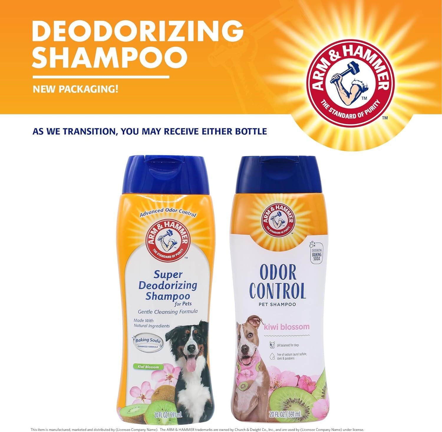 Arm & Hammer Dog Deodorizing Shampoo with Baking Soda, Kiwi Blossom Scent 20 oz