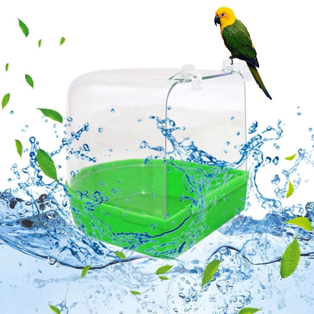 Walbest Transparent Bird Bath Box Bird Cage Accessory Bathing Parakeet Caged Bird Bathing Tub, for Pet Small Birds Canary Budgies Parrot Parakeet Finch Canary Parrot Lovebird
