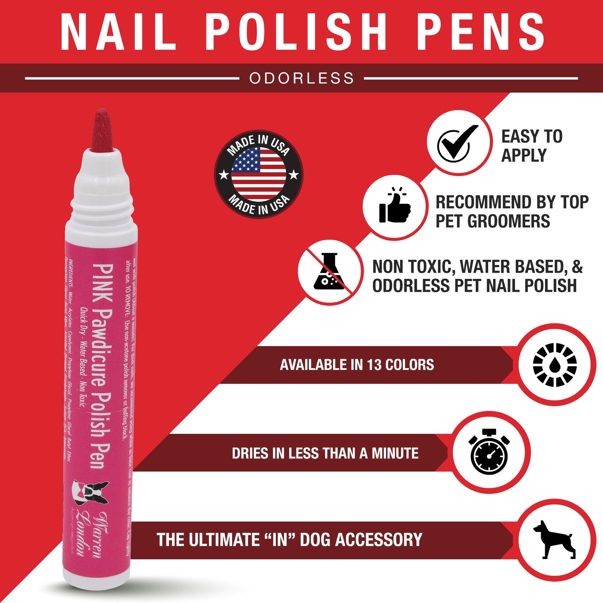 Warren London - Pawdicure Polish Pen  Non-Toxic and Fast Drying Dog Nail Polish