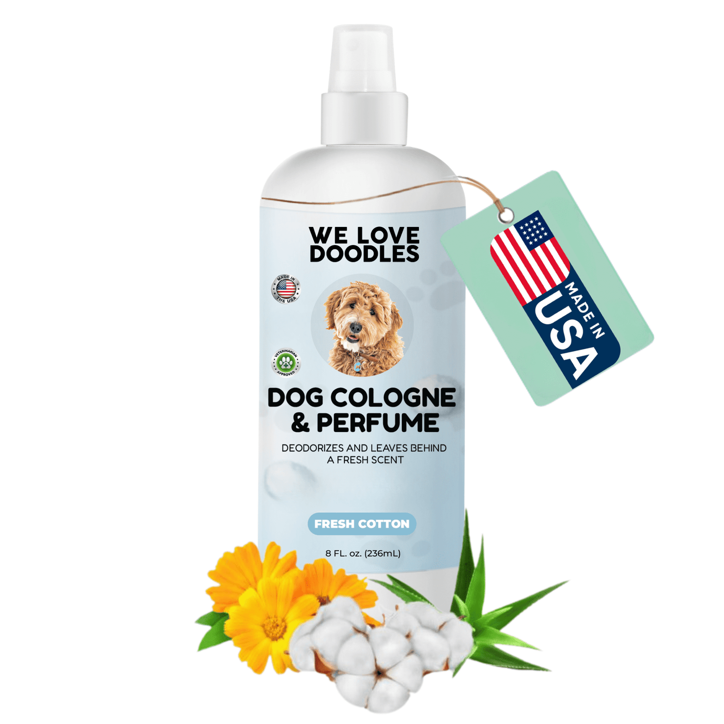 Clean Dog Cologne & Perfume, Deodorizing, Made In USA, For Smelly Dogs, Odor Eliminator Spray For Puppies, Lavender [We Love Doodles]