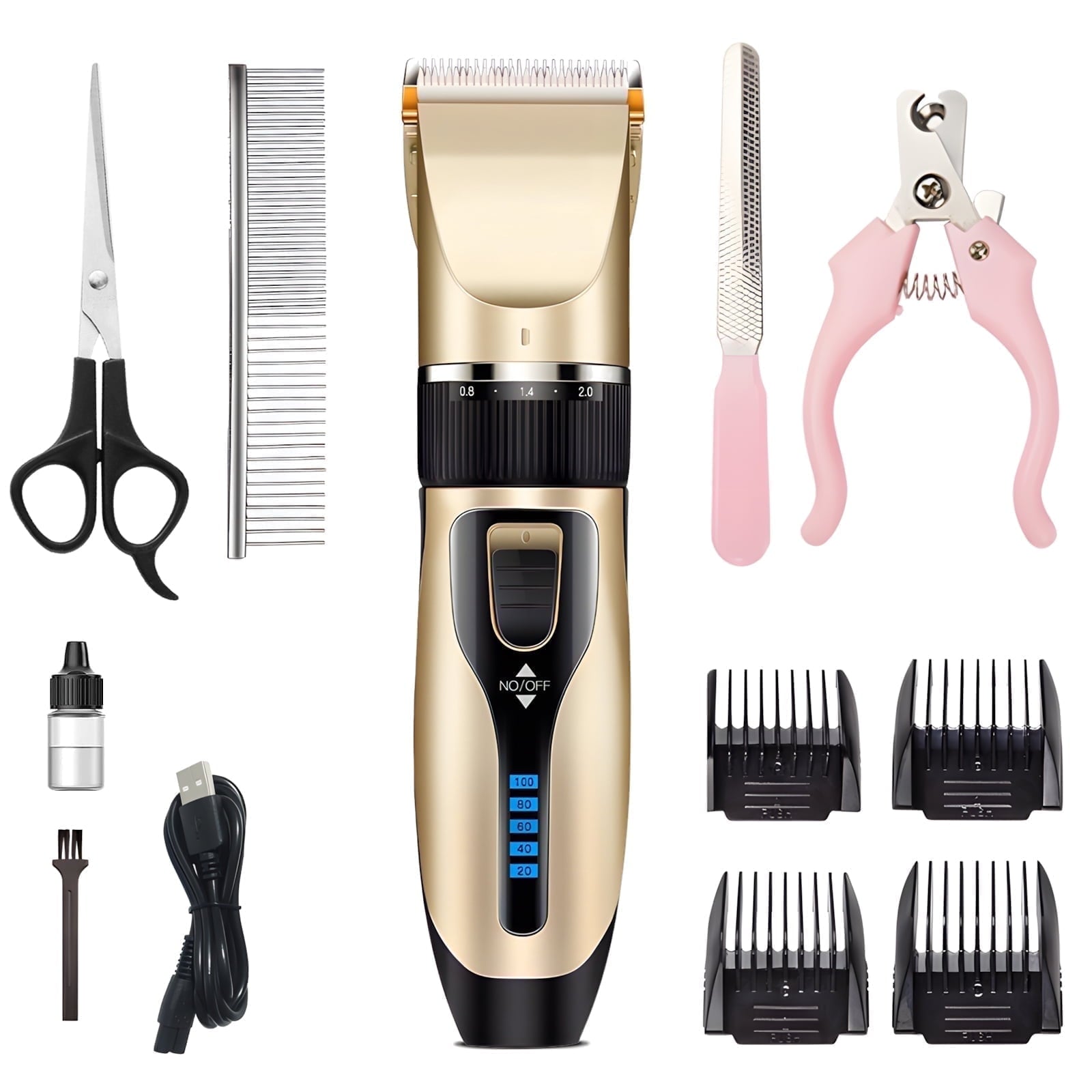MICHPONG Professional Dog Grooming Kit - 5 Speed Dog Clipper for Grooming, Cordless Electric Dog Trimmer with Adjustable Clipper Comb & Detachable Blades,Shaver for Dogs Cats Pets Animals