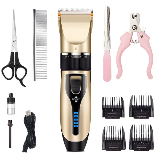MICHPONG Professional Dog Grooming Kit - 5 Speed Dog Clipper for Grooming, Cordless Electric Dog Trimmer with Adjustable Clipper Comb & Detachable Blades,Shaver for Dogs Cats Pets Animals