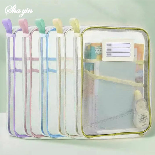 A4 Stationery Storage Bag Double-layer Mesh Zipper Bag Large Capacity