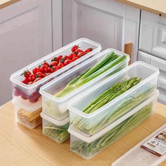 4 Pcs Long Rectangular Food Storage Containers, Plastic Reusable