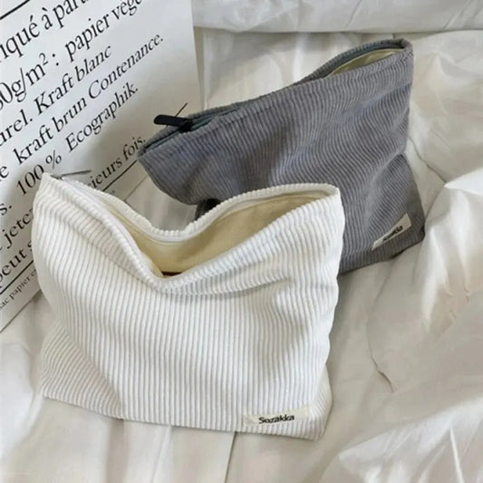 Corduroy Travel Cosmetic Bag Portable Makeup Storage Bag Purses Women