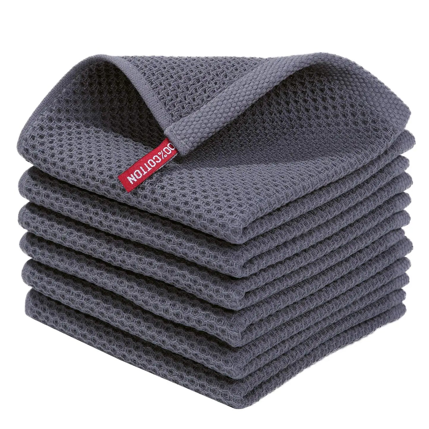 100% Cotton Waffle Weave Kitchen Dish Cloths, Ultra Soft Absorbent